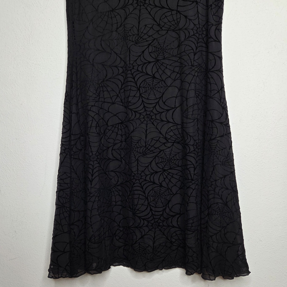 Cosmic Aura Black Velvet Burnout Spiderweb Maxi Mermaid Skirt Goth Whimsigoth M - Picture 3 of 7